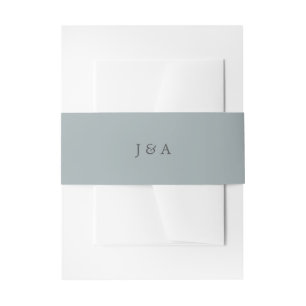 Simple Elegant Monogram Dusty Blue Invitation Belly Band