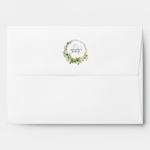 Simple, elegant, monogram eucalyptus  envelope
