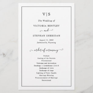 Simple Elegant Monogram Formal Wedding Program