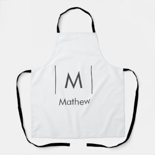 Simple elegant monogram groomsman man lines name apron