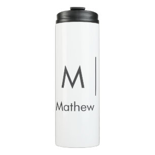 Simple elegant monogram groomsman man lines name thermal tumbler