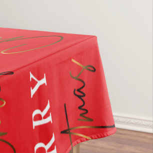 Simple Elegant Monogram Merry Christmas Tablecloth