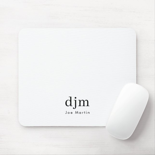 Simple Elegant Monogram Minimalist Black & White Mouse Pad (With Mouse)