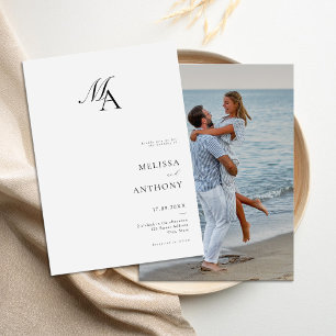 Simple Elegant Monogram Modern Photo Wedding Invitation
