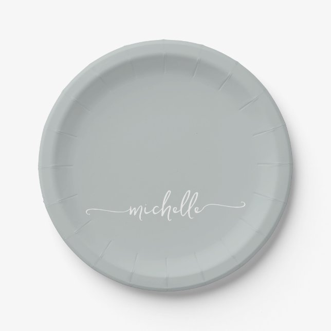 Simple Elegant Monogram Script Paper Plate (Front)