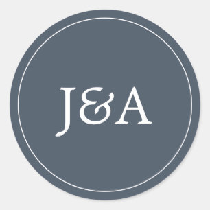 Simple Elegant Monogram Smoky Navy Envelope Seal