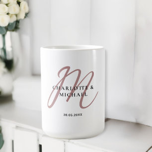 Simple, elegant, monogram wedding coffee mug