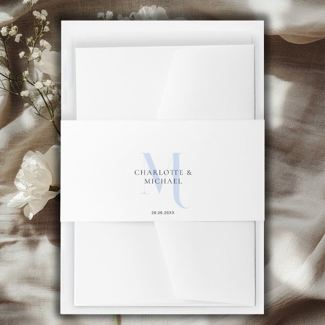 Simple, elegant, monogram wedding  invitation belly band (Simple, elegant, monogram wedding invitation belly band with your name and date.)