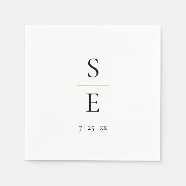 Simple Elegant Monogram Wedding Napkins (Front)