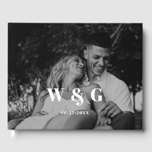 Simple Elegant Monogram Wedding Photo Guest Book