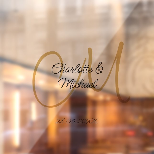 Simple, elegant, monogram wedding  window cling (Sheet 2)