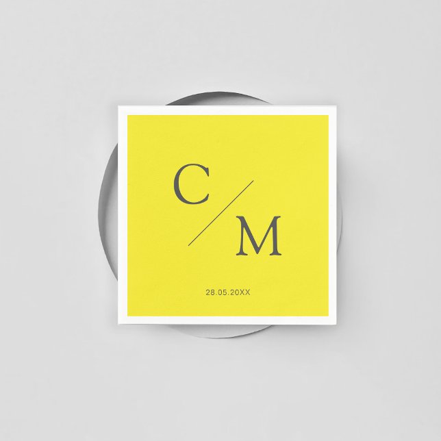 Simple Elegant Monogram Yellow Napkin (Creator Uploaded)