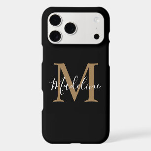 Simple Élégant Monogramme Noir Or Moderne
