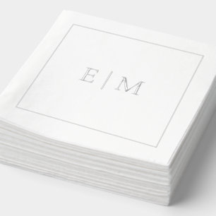Simple Elegant Monogrammed Minimal Wedding Silver Foil Napkins