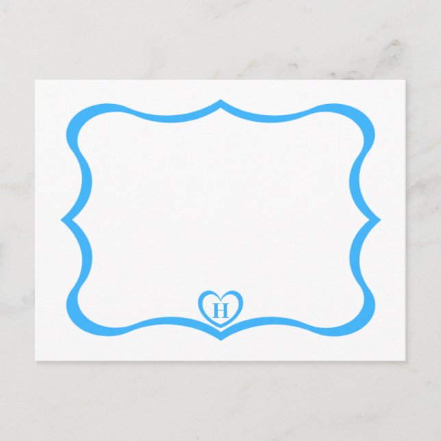 Simple Elegant Monogrammed Postcard #Blue (Front)