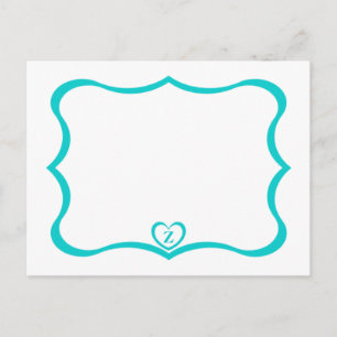 Simple Elegant Monogrammed Postcard #Teal