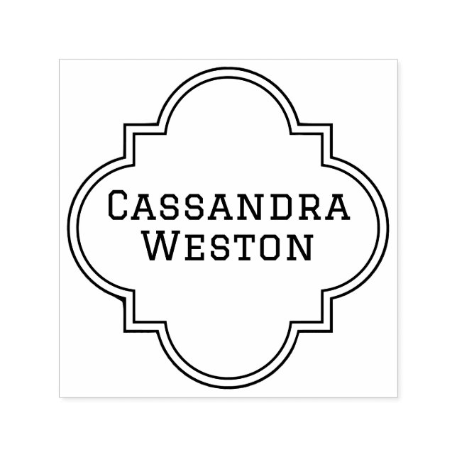 Simple Elegant Moroccan Quatrefoil Frame Name Only Self-inking Stamp (Design)