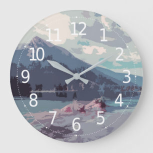 Simple Elegant Mountain and Lake Wall Clock