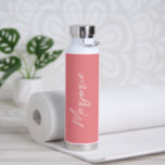 Simple Elegant Name Coral Modern Water Bottle<br><div class="desc">Modern water bottle featuring a simple and minimalist design with your name in an elegant script over a coral / pink background.  A cute design perfect for a girly girl.</div>