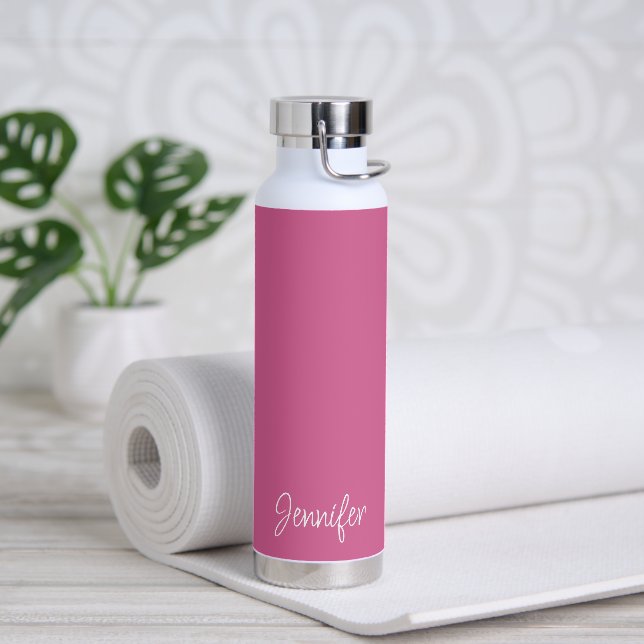 Simple Elegant Name Pink Modern Water Bottle (Yoga)