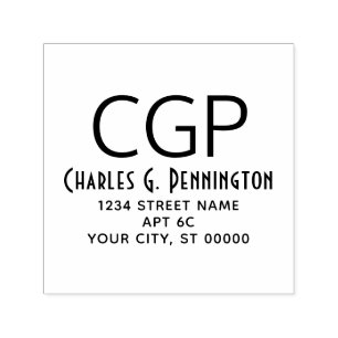 Simple Elegant Name Return Address LG Initials #95 Self-inking Stamp