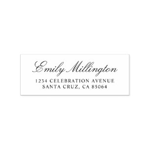 Simple Elegant Name Script Return Address Rubber Stamp