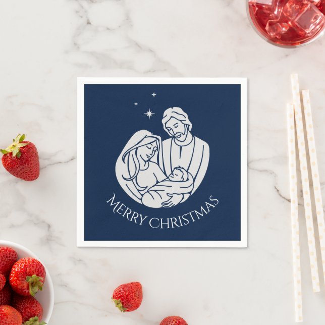 Simple Elegant Nativity Baby Jesus Merry Christmas Napkin (Insitu)