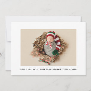 Simple Elegant Natural New Baby Photo Holiday Card