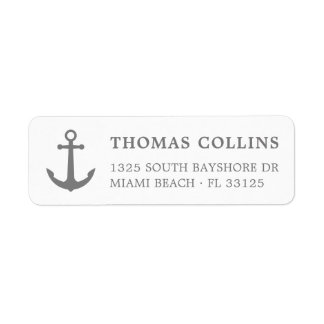 Simple Elegant Nautical Grey Ancre Adresse de reto