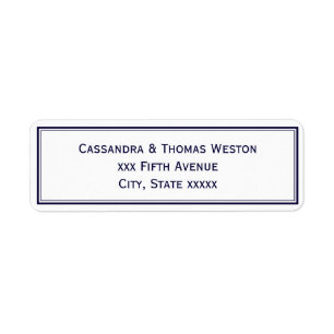 Simple Elegant Navy Blue Framed Address Label