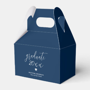 Simple Elegant Navy Blue Graduate 2024 Graduation Favor Box