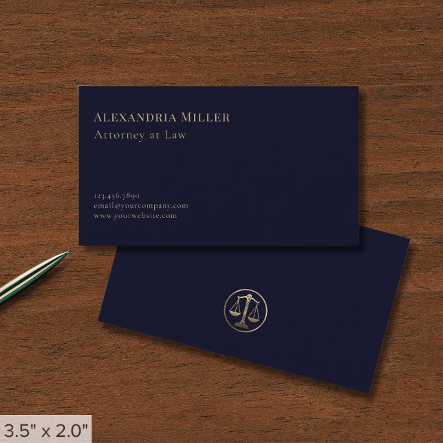 Simple Elegant Navy Blue Lawyer Business Card (Creator Uploaded)
