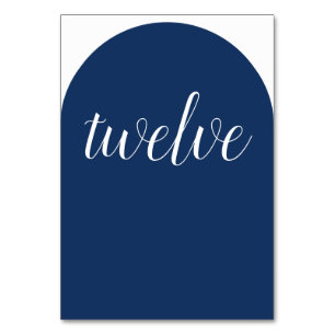 Simple Elegant Navy Blue Rounded Table Number