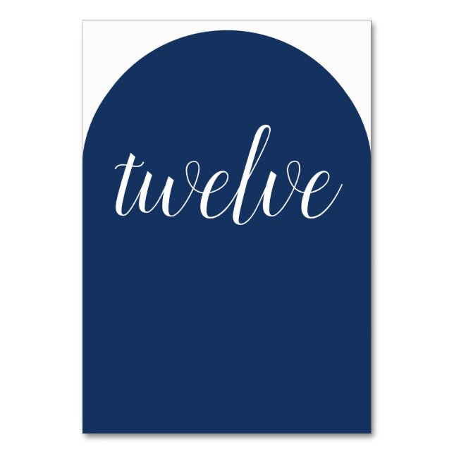 Simple Elegant Navy Blue Rounded Table Number (Front)