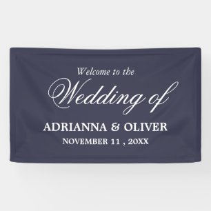 Simple Elegant Navy Blue Welcome Wedding Banner
