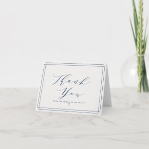 Simple Elegant Navy Photo Folded Thank You Card