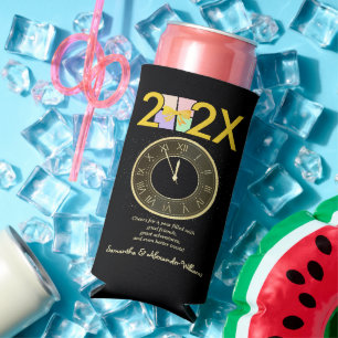 Simple Elegant New Year's Eve Gift Box Bow Seltzer Can Cooler
