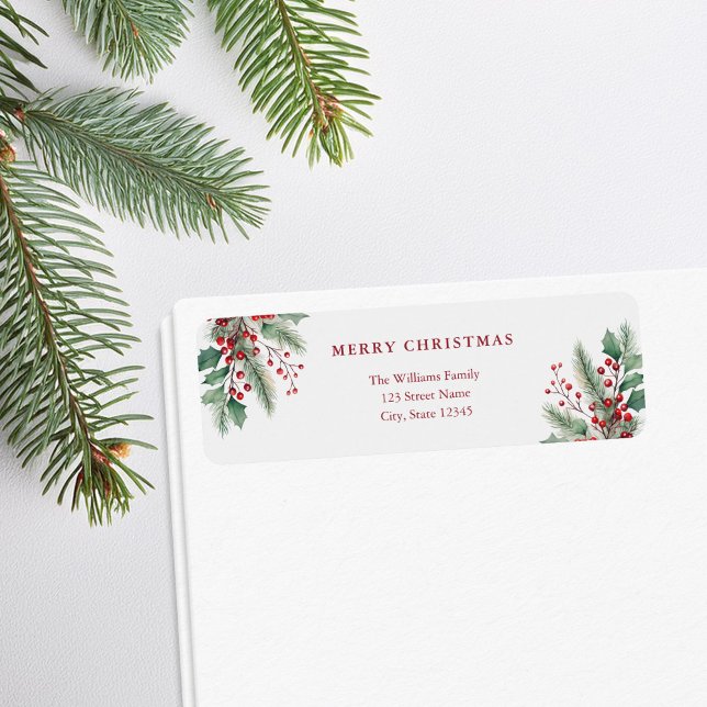 Simple Élégant Noël Floral Adresse de retour (Créateur téléchargé)