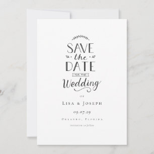 Simple Élégant Noir et Blanc Save the Date