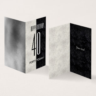 Simple élégant noir & Marbre blanc 40e anniversair