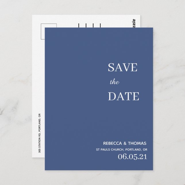 simple elegant non photo save the date postcard (Front/Back)