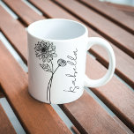 Simple Elegant November Birth Flower Script Name Coffee Mug<br><div class="desc">Elegant,  minimalist and modern black hand drawn chrysanthemum flower,  November birth flower with customizable name in elegant script,  personalized gift for any occasion,  including Birthdays,  gifts for bridesmaids,  best friends,  Christmas,  and more.</div>