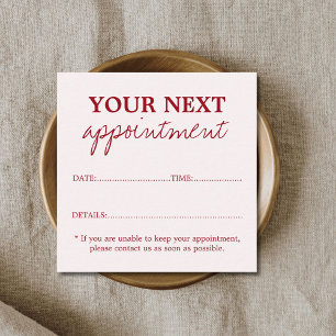 Simple Elegant Old White Cherry Red Beauty Salon Appointment Card