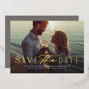 Simple elegant one photo modern type save the date