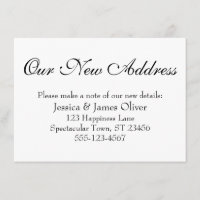 Simple, Elegant Our New Address Black on White