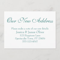 Simple Elegant Our New Address Light Teal on White