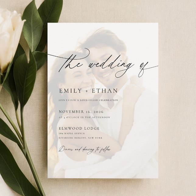 Simple Elegant Overlay Photo Wedding Invitation (Creator Uploaded)