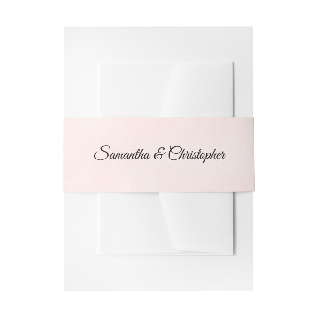 Simple Elegant Pale Blush Pink Wedding  Invitation Belly Band (Front Example)