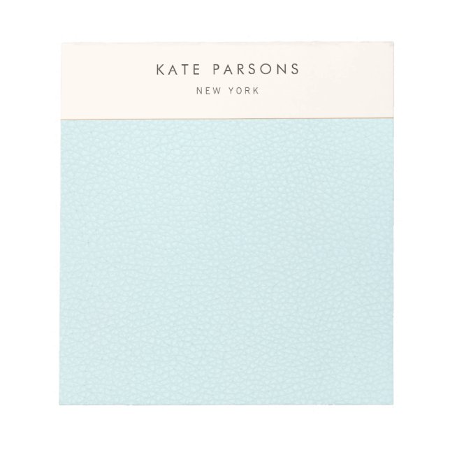 Simple Elegant Pastel Blue Leather Border Notepad (Front)
