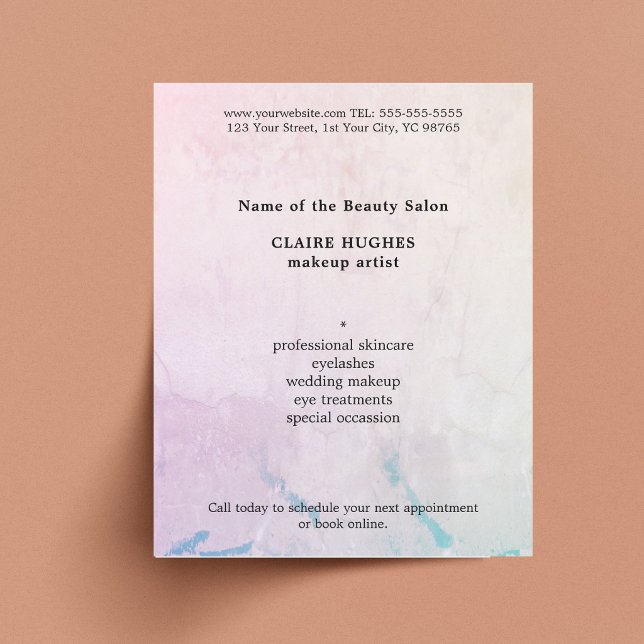 Simple Elegant Pastel Makeup Artist  Flyer (Creator Uploaded)